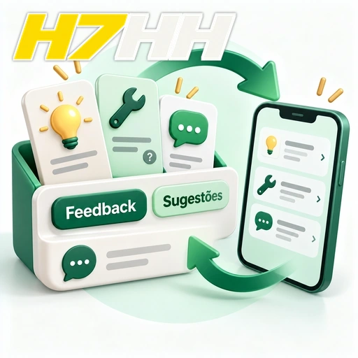 H7HH — ilustração de central de feedback com sugestões e ícones de mensagens